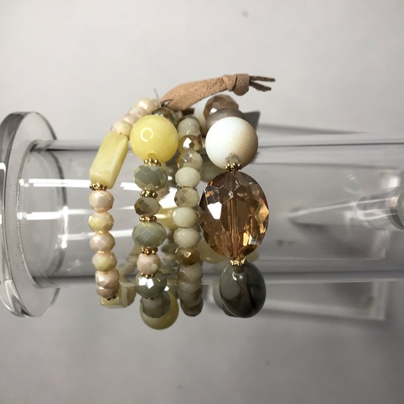 Set of four stretch Bracelets Golden Hues - Picture 1 of 5
